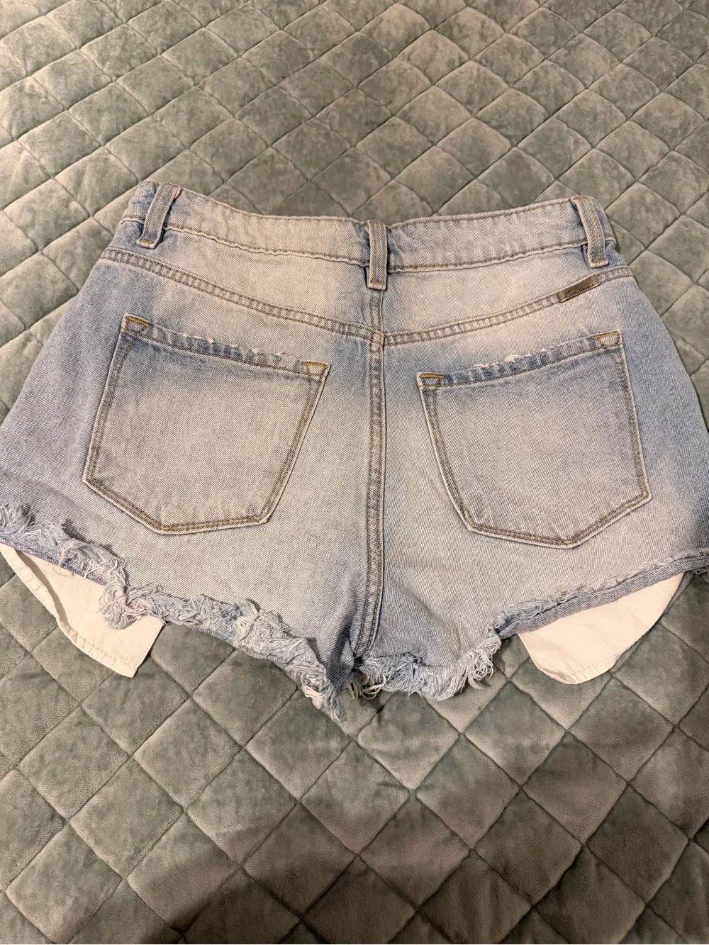 Kancan Rainbow Thread Distressed Denim Shorts - size 27